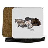 Da Oid Sinzer Pferdegespann Korkuntersetzer 5er Set 95 x 95 mm Weiss Karkopf Front